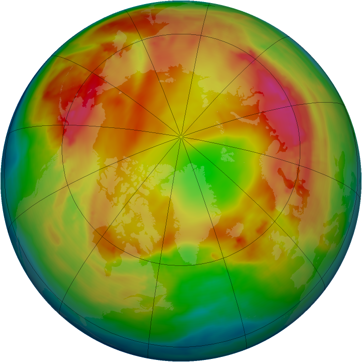 Arctic ozone map for 20 January 2015